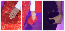 'Vice' clutches with branded bevel frame detail. Detachable crossbody chain upon request