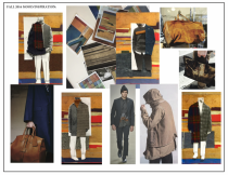 This fall collection featured impressions that were intended to be wearable in more than one way. This painted leather briefcase was transformative, thanks to the design/pattern, it could be flipped and worn inside out -- still looking professional.